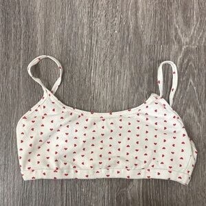 Brandy Melville Cream Bandeau with Red Hearts